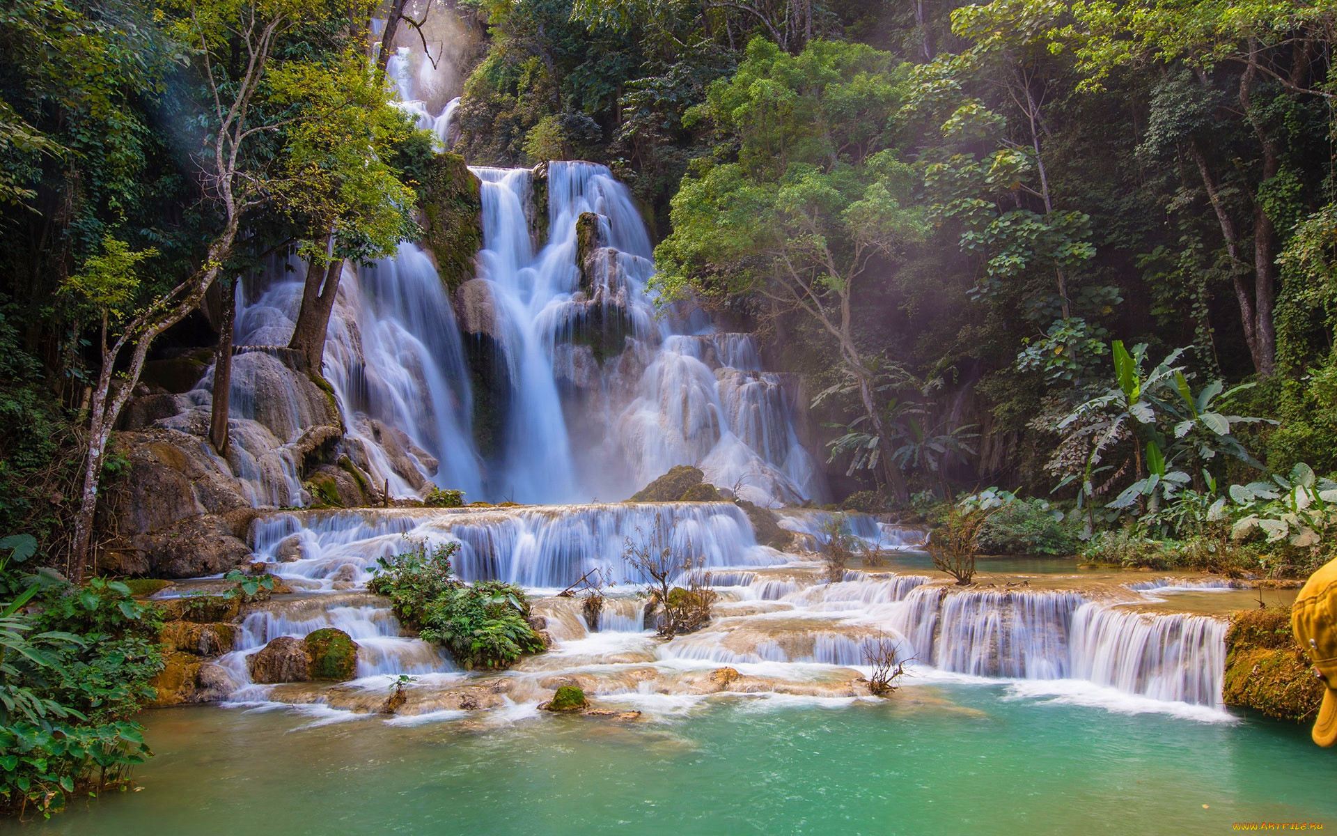 kuang si falls, laos, , , kuang, si, falls